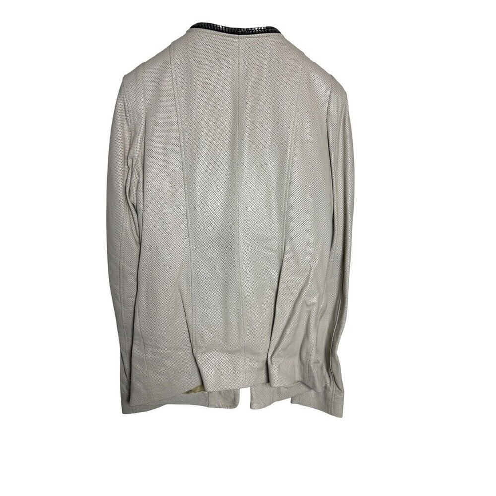 Maledetti Toscani Perforated Leather Jacket Women's Medium Cream Italy zipper - Picture 2 of 8